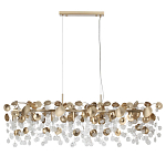 Люстра линейная с подвесками в форме монеток и золотистыми круглыми элементами из металла в виде лепестков FAIRYTREE Light варинант исполнения - 2 | Loft Concept в Воронеже