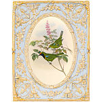 Декоративный постер с изображением птиц в раме с рельефным растительным узором Blooming Birds Poster варинант исполнения - 6 | Loft Concept в Воронеже