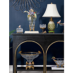 Ваза из прозрачного стекла с бронзовыми ножками и фигурками попугаев Eden Garden porcelain and bronze варинант исполнения - 5 | Loft Concept в Воронеже