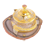 Икорница с декором "Осетр" с гравировкой на подставке из натурального камня Агат Decorative Cavair Dishes варинант исполнения - 2 | Loft Concept в Воронеже