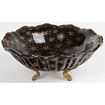 Блюдо черного цвета из фрафора на бронзовых ножках Eden Garden porcelain and bronze варинант исполнения - 1 | Loft Concept в Воронеже