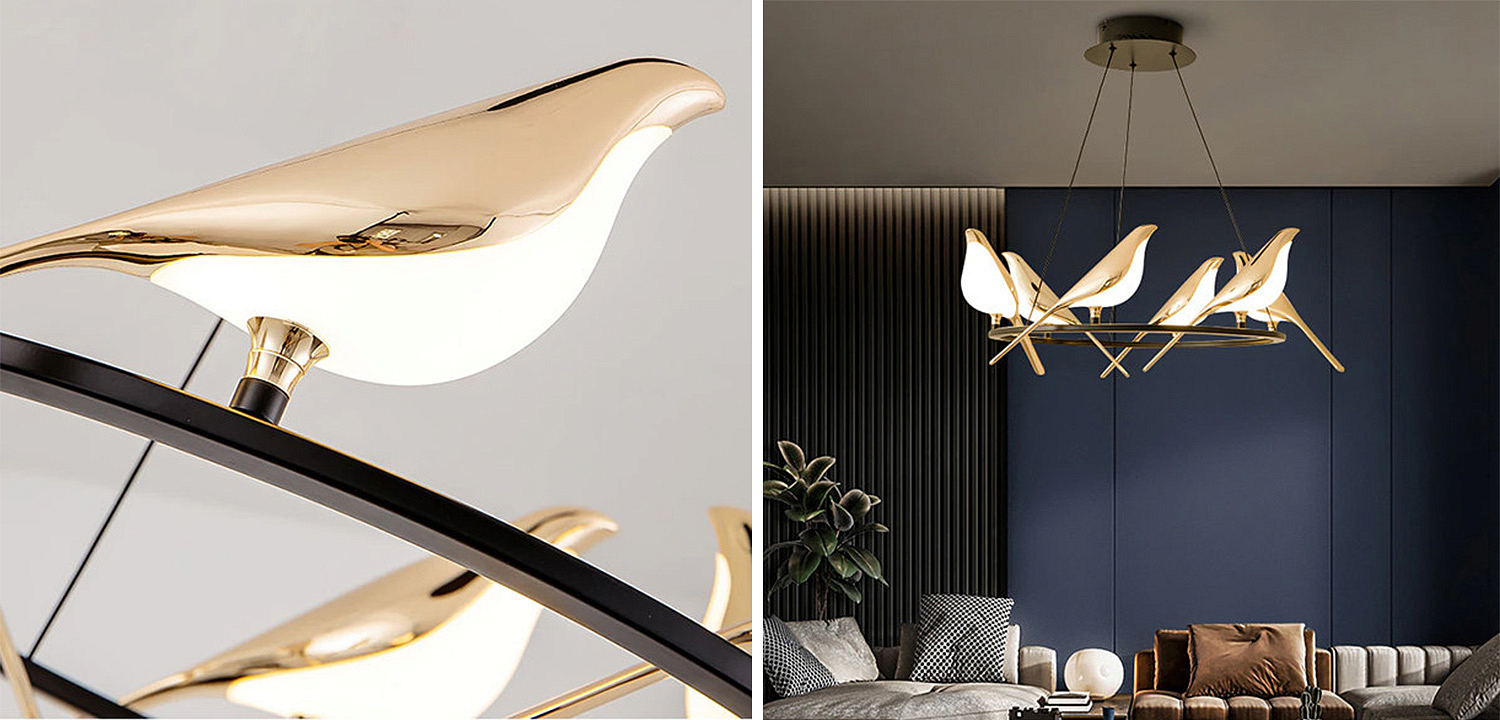Люстра с золотыми птичками круглая NOMI Chandelier Six birds Round Люстра с золотыми птичками круглая NOMI Chandelier Six birds Round - Loft-Concept в Воронеже