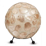 Настольная лампа из перламутра на металлическом каркасе Indonesian Circle варинант исполнения - 2 | Loft Concept в Воронеже