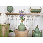 Кувшин зеленого цвета из фарфора с бронзовой крышкой и изогнутой ручкой Eden Garden porcelain and bronze варинант исполнения - 4 | Loft Concept в Воронеже