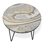 Стол журнальный c круглой столешницей из стекла серого цвета Gray and Gold Marble варинант исполнения - 2 | Loft Concept в Воронеже