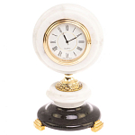Часы настольные бронзовые из натуральных камней Мрамор и Змеевик Stone Clock варинант исполнения - 1 | Loft Concept в Воронеже