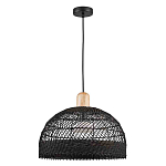 Подвесной светильник с округлым абажуром из черного ротанга Wicker Furniture варинант исполнения - 2 | Loft Concept в Воронеже