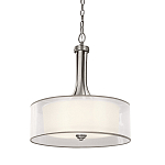 Люстра подвесная с двойным круглым плафоном из органзы и матового стекла Kichler варинант исполнения - 1 | Loft Concept в Воронеже