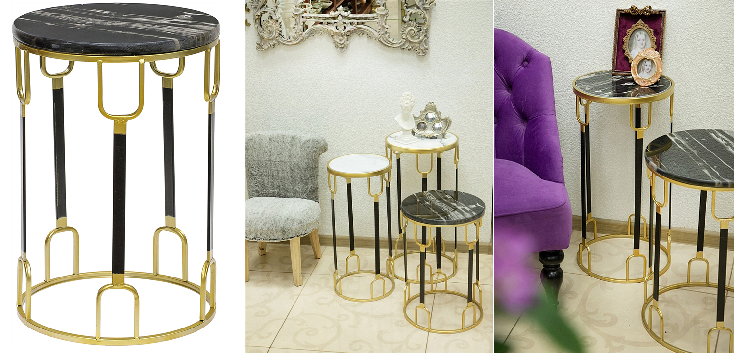 Приставной стол Dorius Side Table black marble high Приставной стол Dorius Side Table black marble high - Loft-Concept в Воронеже