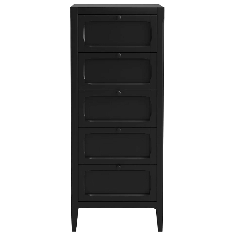 Комод узкий с 5-ю ящиками черный Silva Black Chest of Drawers Черный в Воронеже | Loft Concept 