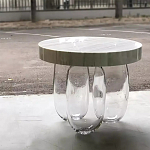 Дизайнерский журнальный стол на 3-х овальных прозрачных ножках Tukutic варинант исполнения - 2 | Loft Concept в Воронеже