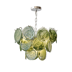 Люстра из зеленых стеклянных дисков с перламутровым эффектом Green Glowing Glaze варинант исполнения - 7 | Loft Concept в Воронеже