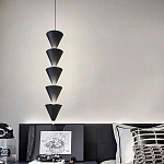 Подвесной светильник светодиодный в виде ряда черных металлических конусов  Herringbone варинант исполнения - 5 | Loft Concept в Воронеже