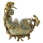 Чаша голубого цвета с оранментом и и бронзовыми фигурами леопардов Eden Garden варинант исполнения - 2 | Loft Concept в Воронеже