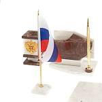 Настольный письменный набор из мрамора и лемезита с гербом и флагом России Marble Accessory варинант исполнения - 3 | Loft Concept в Воронеже