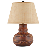 Настольная лампа темно-коричневая с тканевым абажуром в форме конуса Сhieftain варинант исполнения - 3 | Loft Concept в Воронеже