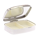 Таблетница карманная прямоугольная на 2 отделения с зеркалом и накладкой из натурального камня Лазурит Silver Stone Pillboxes варинант исполнения - 3 | Loft Concept в Воронеже