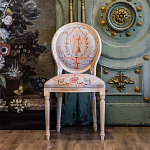 Стул из массива бука светло-серый с растительным орнаментом Raffael Angel Grey Chair варинант исполнения - 2 | Loft Concept в Воронеже