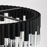 Люстра круглая из матового черного металла с подвесками из прозрачных стеклянных трубок Noir Tubes варинант исполнения - 9 | Loft Concept в Воронеже