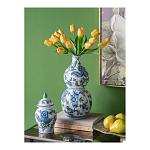 Ваза фигурная с сине-зелеными узорами распустившихся цветов Blossoming Spring варинант исполнения - 4 | Loft Concept в Воронеже