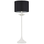 Настольная лампа с декором в виде белого цветка магнолии на каркасе и черным абажуром White Magnolia варинант исполнения - 3 | Loft Concept в Воронеже