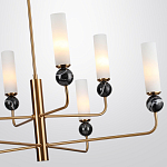 Люстра на штанге с 8-ю цилиндрическими матовыми плафонами и шарами из камня Orb Essence варинант исполнения - 7 | Loft Concept в Воронеже