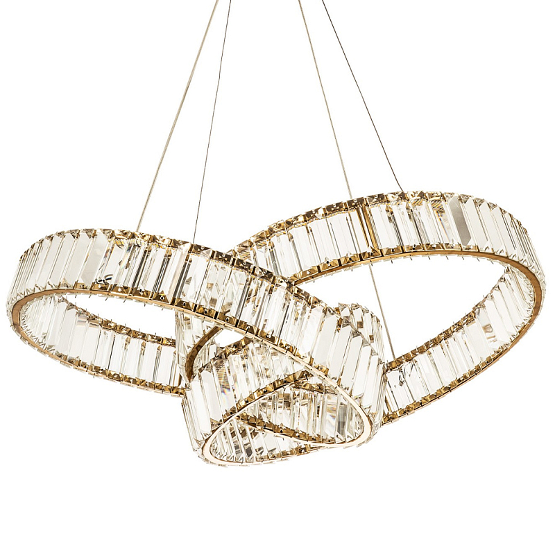 Подвесная люстра в виде изогнутых колец с хрустальным декором Ring Horizontal Oculus Gold Light Chandelier Золотой Прозрачный Подвесная люстра в виде изогнутых колец с хрустальным декором Ring Horizontal Oculus Gold Light Chandelier Золотой Прозрачный в Воронеже | Loft Concept
