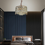 Люстра круглая с хрустальными подвесками на золотистом каркасе Roul Crystal Light варинант исполнения - 13 | Loft Concept в Воронеже