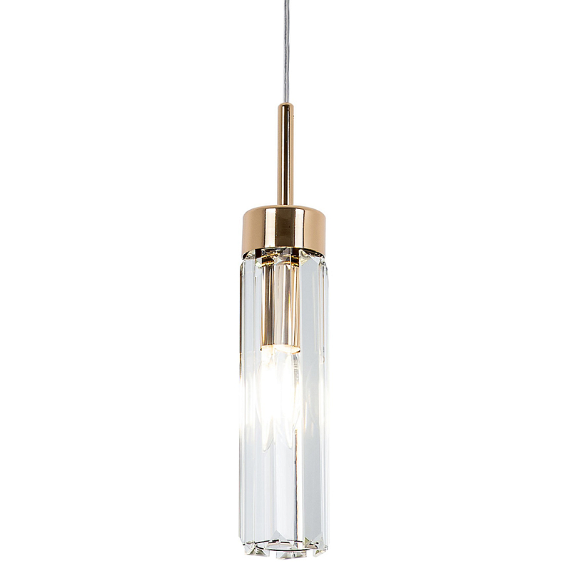 Подвесной светильник с плафоном из хрусталя Fernand Glass Gold Hanging Lamp Прозрачный Золотой в Воронеже | Loft Concept 