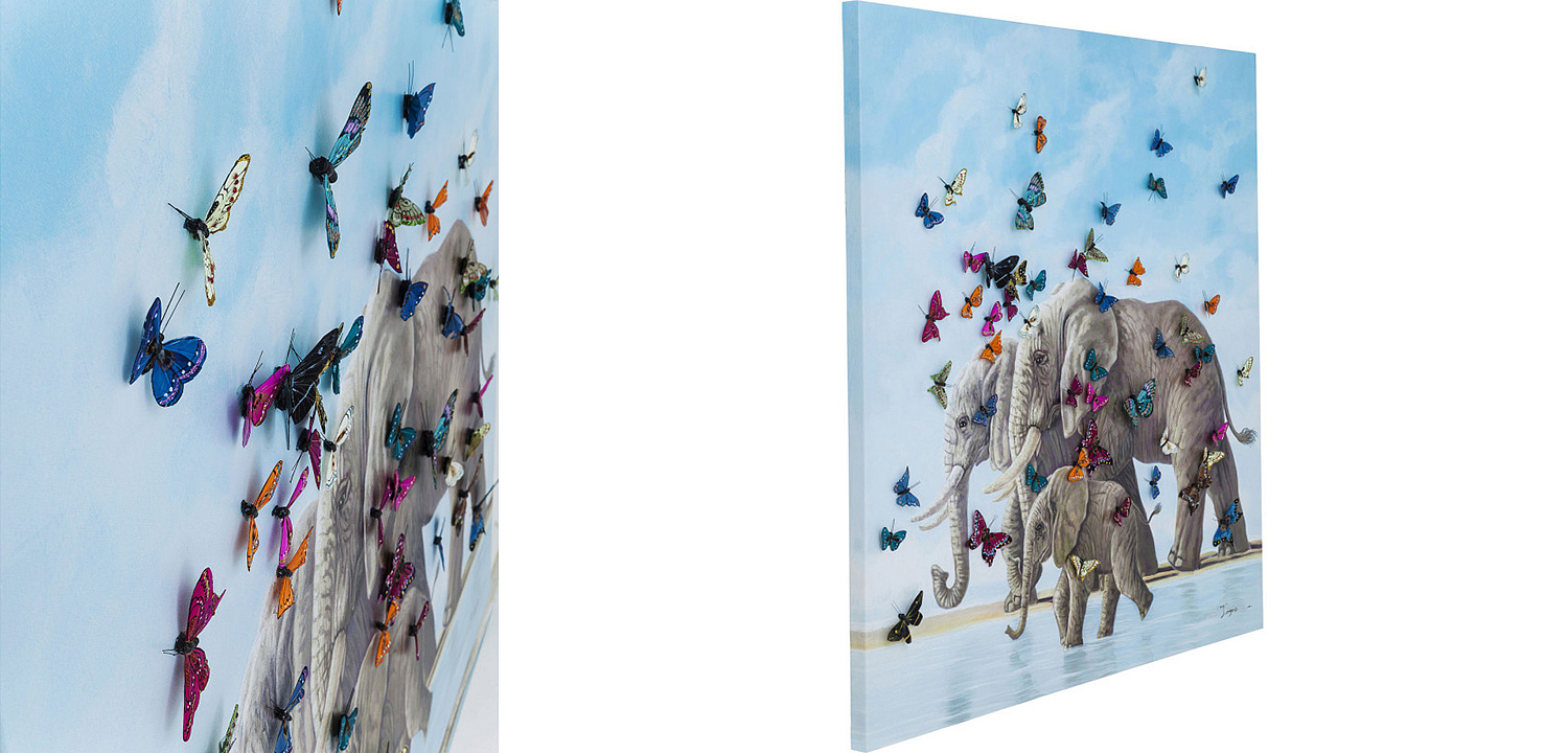 Картина Elephants with Butterflies painting Картина Elephants with Butterflies painting - Loft-Concept в Воронеже