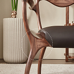 Стул деревянный с мягким сиденьем из коричневой натуральной кожи Moon Walnut Furniture варинант исполнения - 3 | Loft Concept в Воронеже