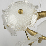 Люстра подвесная круглая с ветвистыми бронзовыми элементами и стеклянными рифлеными дисками Textured Glass Chandelier варинант исполнения - 4 | Loft Concept в Воронеже