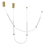 Подвесной светильник с 3-мя изогнутыми плафонами и белыми декоративными шариками PEARLS Suspension варинант исполнения - 2 | Loft Concept в Воронеже