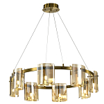 Люстра светодиодная с 8-ю цилиндрическими плафонами янтарного цвета из стекла и стали Andrea Сhandelier Amber варинант исполнения - 1 | Loft Concept в Воронеже