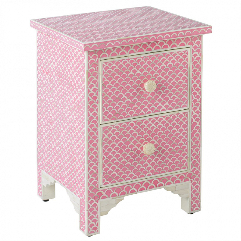 Тумбочка Pink Indian Bone Inlay nightstand Розовый в Воронеже | Loft Concept 