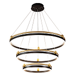 Люстра подвесная с тремя кольцами черного и золотого цвета Ring Horizontal варинант исполнения - 2 | Loft Concept в Воронеже