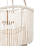 Двухъярусная люстра с подвесками из круглых деревянных бусин белая White Beads Two-tier Chandelier варинант исполнения - 3 | Loft Concept в Воронеже