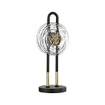 Настольная лампа черного цвета с круглым прозрачным стеклянным плафоном Virelia  варинант исполнения - 1 | Loft Concept в Воронеже