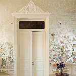 Обои ручная роспись Temple Newsam White Gold gilded silk варинант исполнения - 4 | Loft Concept в Воронеже