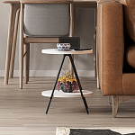 Стол приставной с 2-мя круглыми белыми столешницами ESSEL SIDE TABLE WHITE варинант исполнения - 10 | Loft Concept в Воронеже