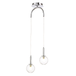 Подвесной светильник с 2-мя рельефными прозрачными плафонами из стекла и основанием цвета Хром Perforated Glass Bubbles варинант исполнения - 2 | Loft Concept в Воронеже