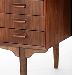 Дизайнерский письменный стол округлой формы с 4-мя ящиками и дверкой с полочками Rili варинант исполнения - 5 | Loft Concept в Воронеже