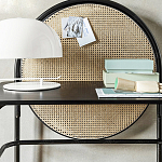 Письменный стол с круглой плетёной панелью для крепления заметок Allegory варинант исполнения - 3 | Loft Concept в Воронеже