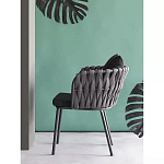 Стул мягкий с декором в виде плетеных лент на спинке и подлокотниках Semicircular Chair Decorated with Ribbons варинант исполнения - 2 | Loft Concept в Воронеже