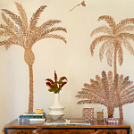 Обои с вышивкой ручной работы Deco Palms Raffia on linen варинант исполнения - 2 | Loft Concept в Воронеже