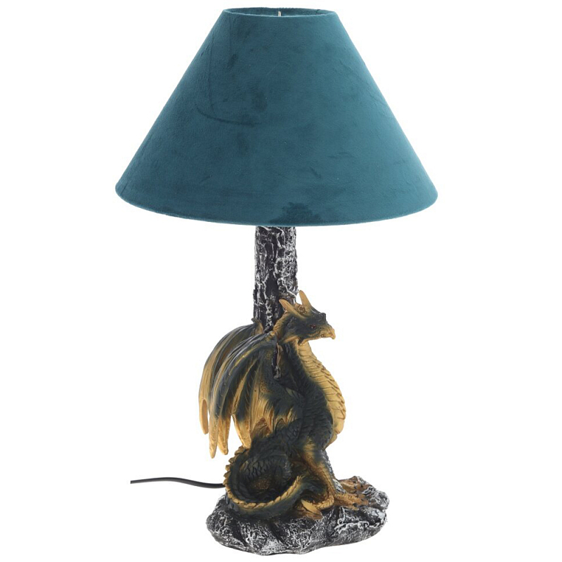 Настольная лампа Дракон Dragon Black Gold Table Lamp Синий Абажур Синий Золотой Черный Мульти Настольная лампа Дракон Dragon Black Gold Table Lamp Синий Абажур Синий Золотой Черный Мульти в Воронеже | Loft Concept