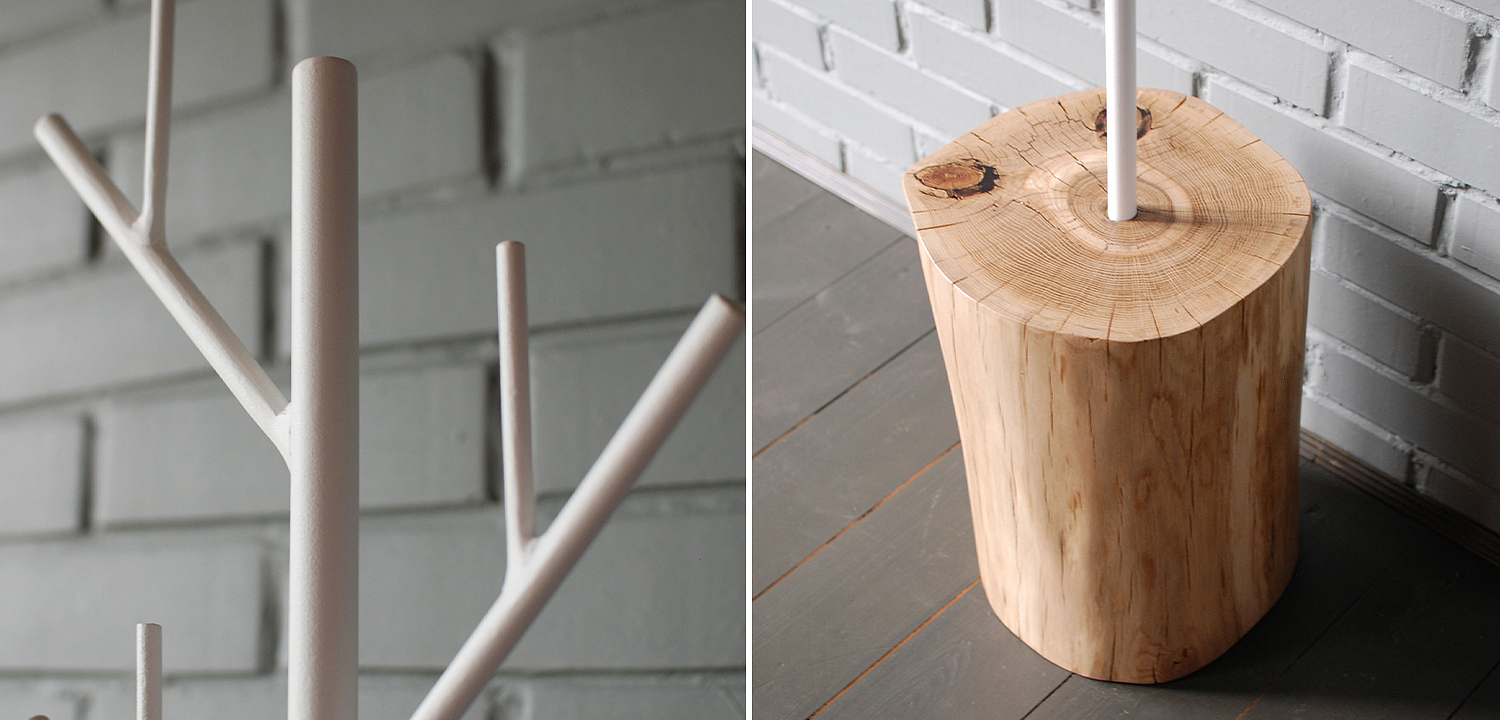 Вешалка Metal Branches and Stump Floor Hanger White Вешалка Metal Branches and Stump Floor Hanger White - Loft-Concept в Воронеже