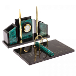 Настольный письменный набор из змеевика с часами Successful Leader варинант исполнения - 2 | Loft Concept в Воронеже