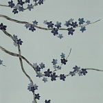 Обои ручная роспись Cherry Tree Original colourway on Adam Grey dyed silk варинант исполнения - 1 | Loft Concept в Воронеже