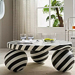 Дизайнерский журнальный стол круглый в чёрно-белую полоску Mypel варинант исполнения - 2 | Loft Concept в Воронеже